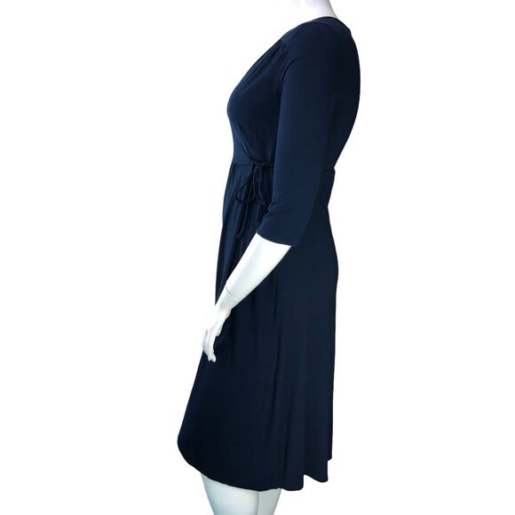 Fresh Produce Womens Size M Dress Navy Blue Wrap Stretch VNeck Knee Length NEW - Picture 5 of 15
